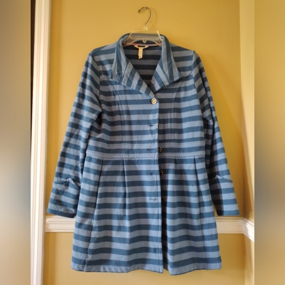 Matilda Jane Blue Striped Fall Breeze Pea Coat Medium - Picture 3 of 10